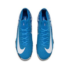 Chuteira Society TF Nike Zoom Mercurial Vapor 16 Elite Infantil Azul e Branca