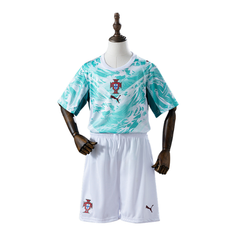 Camisa de Futebol Portugal + Shorts Kit Puma 2026 Visitante - Kit Infantil
