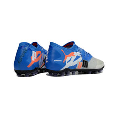 Chuteira Campo Sintético AG Puma Future 8 Low Cut Branca e Azul