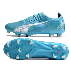 Chuteira Campo FG Puma Ultra Ultimate Azul e Rosa