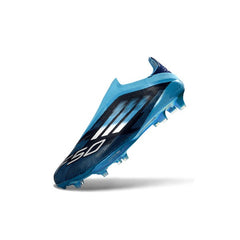 Chuteira Campo FG Adidas F50+ Elite Sem Cadarço Azul e Preta