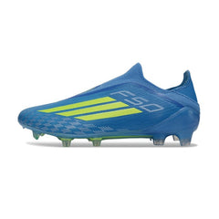 Chuteira Campo FG Adidas F50 Elite Sem Cadarço Azul e Verde Infantil