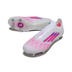 Chuteira Campo Molhado SG Adidas F50 Elite Sem Cadarço Branca e Rosa
