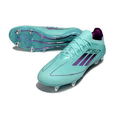 Chuteira Campo Molhado SG Adidas F50 Primeknit Elite Azul-Clara e Rosa