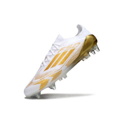 Chuteira Campo Molhado SG Adidas F50 Primeknit Elite Branca e Dourada
