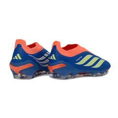 Chuteira Campo FG Adidas Predator 26 Elite Sem Cadarço Azul e Laranja