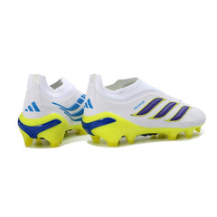 Chuteira Campo FG Adidas Predator 26 Elite Sem Cadarço Branca e Amarela