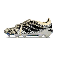Chuteira Campo FG Adidas Predator 26 Elite Com Língua Bege, Preta e Branca