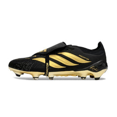 Chuteira Campo FG Adidas Predator 26 Elite Com Língua Preta e Dourada