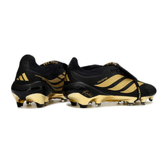 Chuteira Campo FG Adidas Predator 26 Elite Com Língua Preta e Dourada