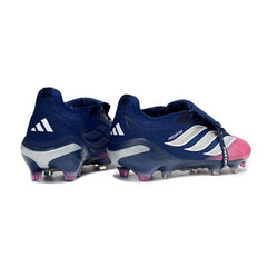 Chuteira Campo FG Adidas Predator 26 Elite Com Língua Azul e Rosa