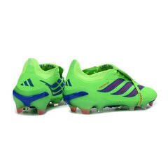 Chuteira Campo FG Adidas Predator 26 Elite Com Língua Verde Fluorescente e Azul