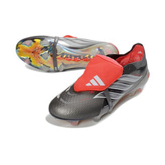 Chuteira Campo FG Adidas Predator 26 Elite Com Língua Cinza e Laranja