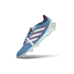 Chuteira Campo FG Adidas Predator 26 Elite Com Língua Azul Claro e Branco