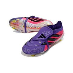 Chuteira Campo FG Adidas Predator 26 Elite Com Língua Rosa e Roxa Infantil