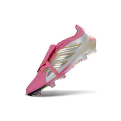 Chuteira Campo FG Adidas Predator 26 Elite Com Língua Rosa e Branco