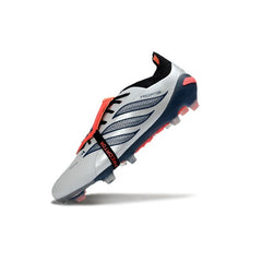 Chuteira Campo FG Adidas Predator 26 Elite Com Língua Prateada e Laranja