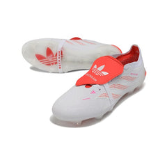 Chuteira Campo FG Adidas Predator 26 Elite Com Língua Branco e Laranja