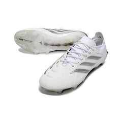 Chuteira Campo FG Adidas Predator 26 Elite Branca e Prateada