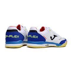 Chuteira Futsal IC Joma Top Flex Rebound Branca Azul e Amarela