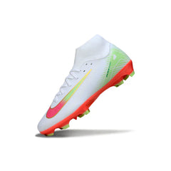 Chuteira Campo FG Nike Air Zoom Mercurial Superfly 10 Academy Branca, Laranja e Rosa