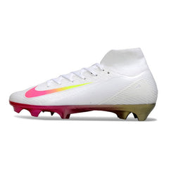Chuteira Campo FG Nike Air Zoom Mercurial Superfly 10 Elite Branca e Rosa