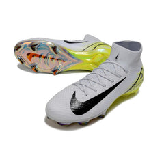 Chuteira Campo FG Nike Air Zoom Mercurial Superfly 10 Elite Branca e Verde-Clara