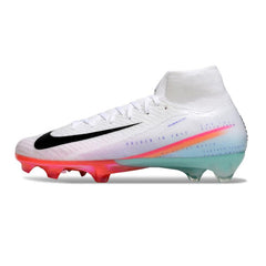 Chuteira Campo FG Nike Air Zoom Mercurial Superfly 10 Elite Branca, Rosa e Azul-Clara