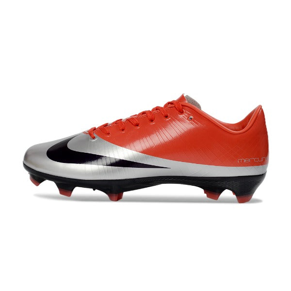 Chuteira Campo FG Nike Air Zoom Mercurial Vapor 16 Elite Vermelha e Prateada Infantil