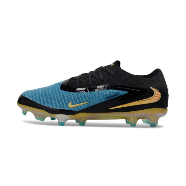 Chuteira Campo FG Nike Phantom 6 Elite Azul e Dourada Infantil