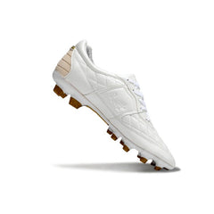Chuteira Campo FG Nike Tiempo R10 Legend Elite Branca e Dourada