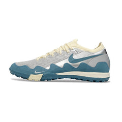 Chuteira Society TF Nike x Patta Zoom Mercurial Vapor Elite Branco, Azul e Prateado
