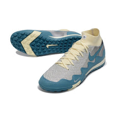 Chuteira Society TF Nike x Patta Zoom Mercurial Superfly Elite Branco, Azul e Prateado
