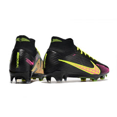 Chuteira Campo FG Nike Zoom Mercurial Superfly 9 Elite Preta, Verde e Rosa
