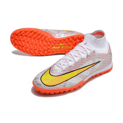 Chuteira Society TF Nike Zoom Mercurial Superfly 9 Elite Prateada e Laranja