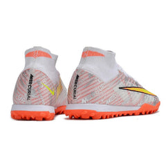 Chuteira Society TF Nike Zoom Mercurial Superfly 9 Elite Prateada e Laranja