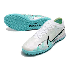 Chuteira Society TF Nike Zoom Mercurial Vapor 15 Elite Branca and Azul-Clara