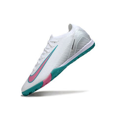 Chuteira Society TF Nike Zoom Mercurial Vapor 16 Elite Branca, Azul e Rosa