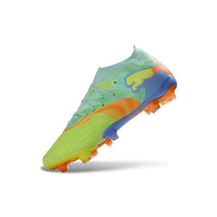 Chuteira Campo FG Puma Future 9 Low Cut Fluorescent Verde e Azul Claro