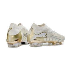 Chuteira Campo FG Puma Future 9 Low Cut Branco e Dourado